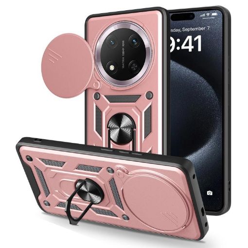 For Honor X60 Pro/X9c Rose Gold Sliding Camera Cover TPU+PC Case - 1