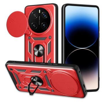 For Honor Magic7 Pro Red TPU+PC Phone Case with Sliding Camera Cover - 1
