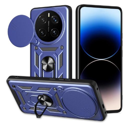 For Honor Magic7 Pro Blue TPU+PC Phone Case with Sliding Camera Cover - 1