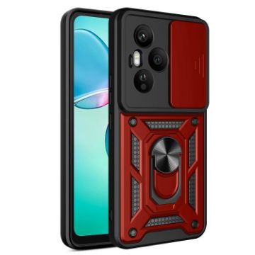 For Honor 400 Pro Red TPU+PC Phone Case with Sliding Camera Cover - 1
