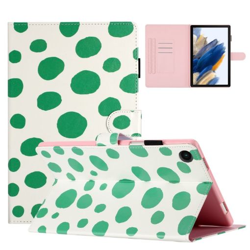 Samsung Galaxy Tab A8 10.5 2021 X200 Leather Case White Green Dot - 1