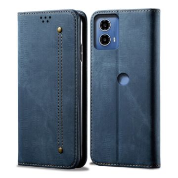 Motorola Edge 50 Fusion Denim Texture Flip Leather Case - Blue - 1
