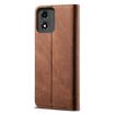 Moto E14 Brown Denim Texture Flip Leather Case - Motorola Phone Cover - 3