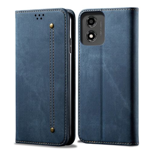 Moto E14 Denim Texture Flip Leather Case - Blue - 1
