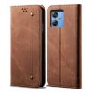 Motorola Moto G54 5G Brown Denim Texture Flip Leather Case - 1