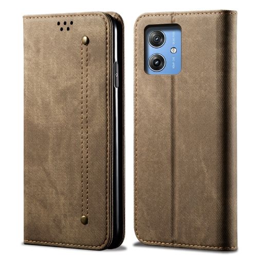 Moto G54 Power 5G Khaki Denim Texture Flip Leather Case - 1