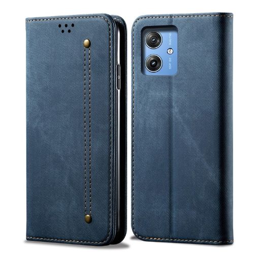 Motorola Moto G54 Power 5G Blue Denim Texture Flip Leather Case - 1