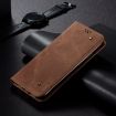 Moto G64 5G Brown Denim Texture Flip Leather Case - Global Version - 2