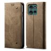 Motorola Moto G75 5G Khaki Denim Texture Flip Leather Case - 1