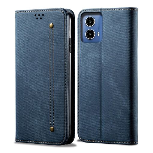 Moto G35 Denim Texture Flip Leather Phone Case - Blue - 1