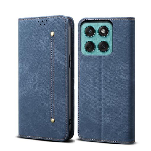 Motorola Edge 60 Denim Texture Flip Leather Phone Case - Blue - 1