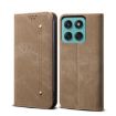 Moto G86 5G Khaki Denim Texture Flip Leather Case - 1