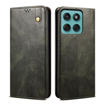 Moto G86 Power Green Leather Phone Case - Oil Wax Crazy Horse Texture - 1