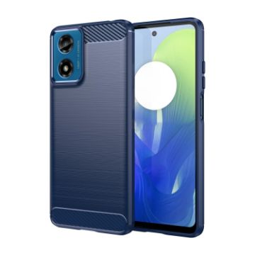 Moto G04 Carbon Fiber Brushed TPU Case - Blue | Motorola Phone Cover - 1