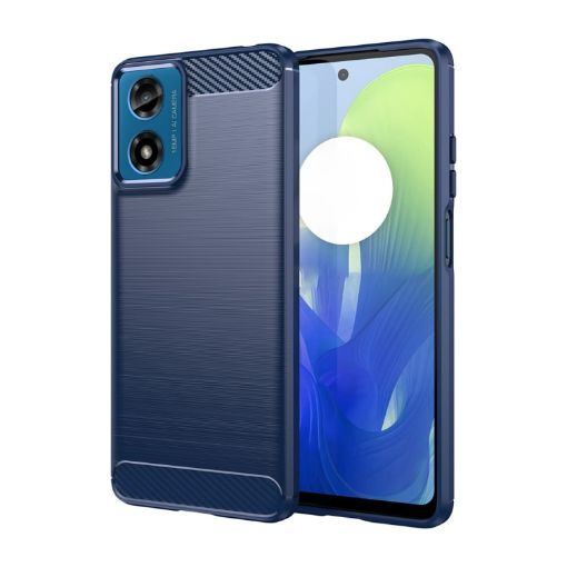 Moto G04 Carbon Fiber Brushed TPU Case - Blue | Motorola Phone Cover - 1