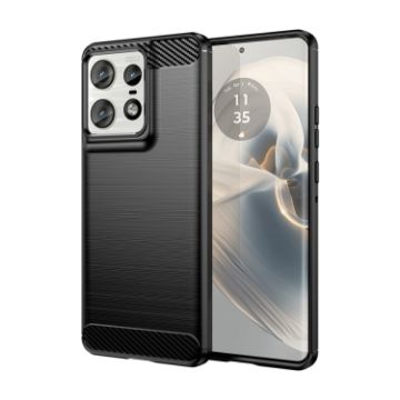 Motorola Edge 50 Pro Black Carbon Fiber Brushed Texture TPU Case - 1