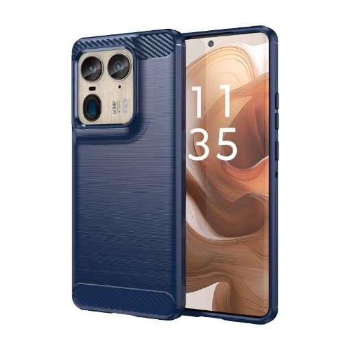 Motorola Edge 50 Ultra Blue Carbon Fiber Brushed TPU Phone Case - 1