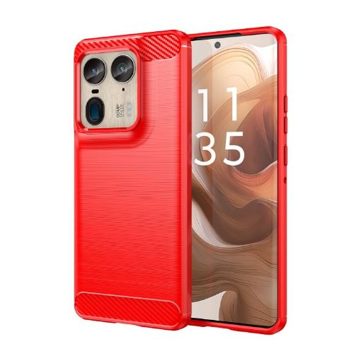Motorola Edge 50 Ultra Red Carbon Fiber Brushed TPU Phone Case - 1