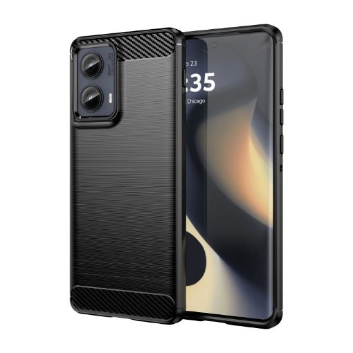 Motorola Edge 2024 Black Carbon Fiber Brushed Texture TPU Case - 1