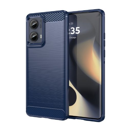 Motorola Edge 2024 Blue Carbon Fiber Brushed Texture TPU Case - 1