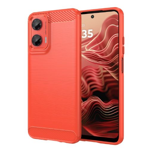 Moto G35 5G Red Carbon Fiber Brushed TPU Case - 1