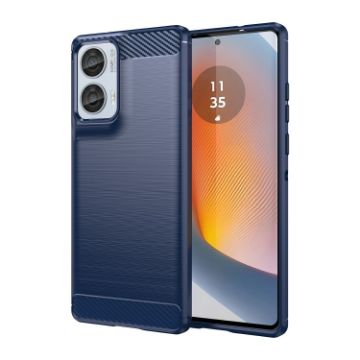 Motorola Moto G85 Blue TPU Phone Case - Carbon Fiber Brushed Texture - 1