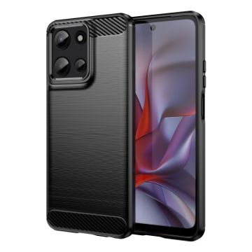 Moto G 5G 2025 Black Carbon Fiber TPU Phone Case - 1