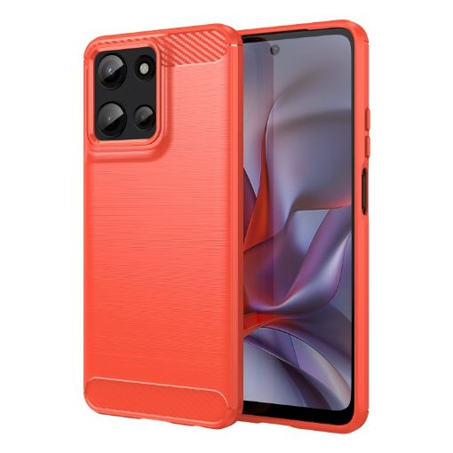 Moto G 5G 2025 Red Carbon Fiber Brushed TPU Phone Case - 1