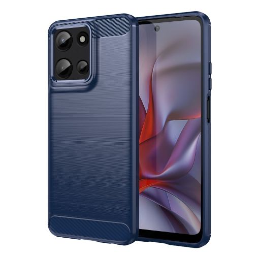 Moto G Play 2025 Blue Carbon Fiber Brushed TPU Phone Case - 1
