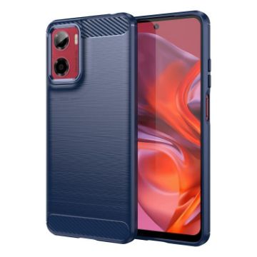 Moto E15 Carbon Fiber Brushed Texture TPU Case - Blue - 1