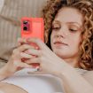 Moto E15 Red TPU Phone Case - Carbon Fiber Brushed Texture Cover - 7