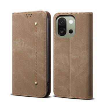 OnePlus 13s 5G Khaki Denim Texture Flip Leather Case - 1