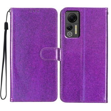 Ulefone Note 14 Purple Glitter Powder Flip Leather Phone Case - 1