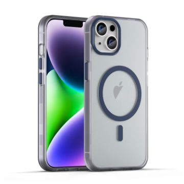 iPhone 14 Plus MagSafe Frosted Translucent TPU PC Case Dark Blue - 1