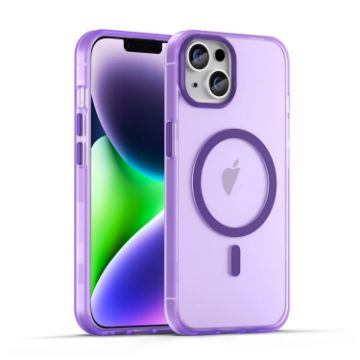 iPhone 15 MagSafe Frosted Translucent TPU + PC Case - Dark Purple - 1
