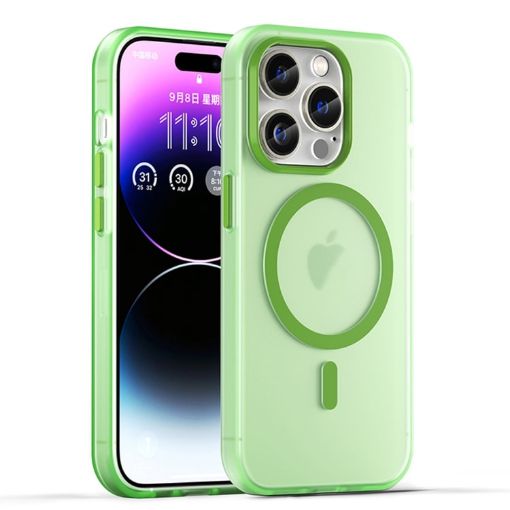 iPhone 16 Pro MagSafe Frosted Translucent TPU PC Case - Green - 1