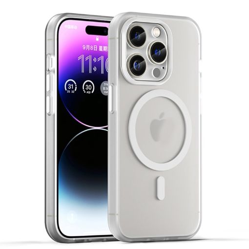 iPhone 16 Pro Max MagSafe Frosted Translucent TPU PC Case White - 1