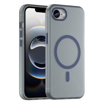 iPhone 16e MagSafe Frosted Translucent TPU PC Case Dark Blue - 1