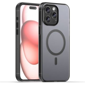 iPhone 15 Pro Max MagSafe Frosted Translucent Black TPU PC Case - 1