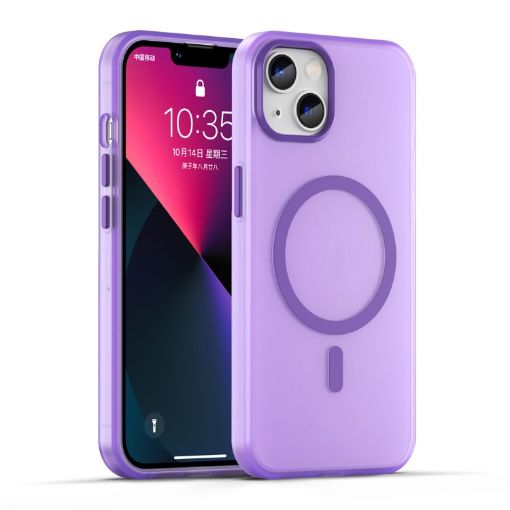 iPhone 13 MagSafe Frosted Translucent TPU PC Case - Dark Purple - 1