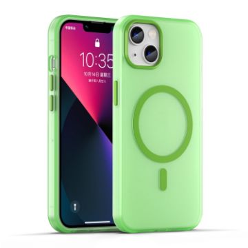 iPhone 13 MagSafe Frosted Translucent TPU PC Case - Green, Full Coverage - 1