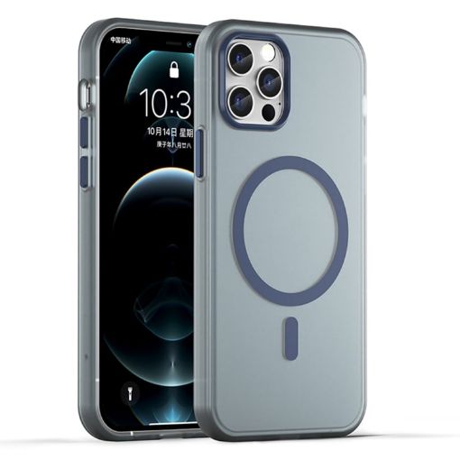 iPhone 12 Pro MagSafe Frosted Translucent Dark Blue Phone Case TPU+PC - 1