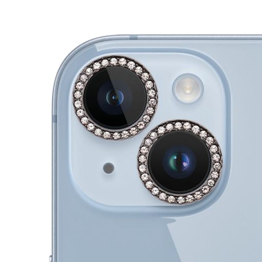 iPhone 15/15 Plus Camera Lens Protector Ring 9H Point Drill Black - 1