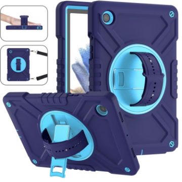 Samsung Galaxy Tab A8 X200 X Case, Rotation PC Hybrid Silicone, Navy Blue - 1
