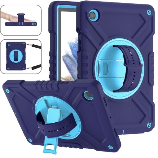 Samsung Galaxy Tab A8 X200 X Case, Rotation PC Hybrid Silicone, Navy Blue - 1