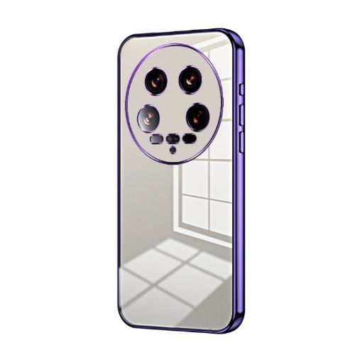 Xiaomi 14 Ultra Purple Transparent Plating Fine Hole Phone Case - 1