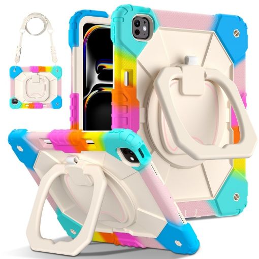 iPad Pro 13 2024 Colorful Blue Robot Silicone Hybrid Tablet Case - 1
