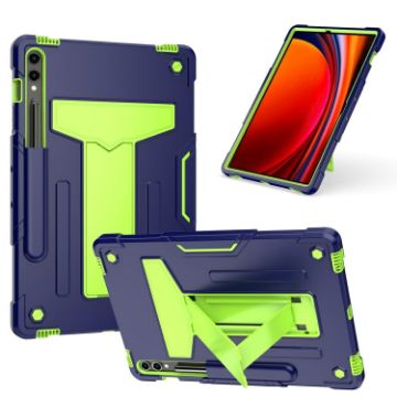 Samsung Galaxy Tab S9 FE+/S9+ T Holder Silicone Hybrid Case Navy/Yellow/Green - 1