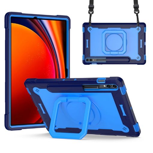 Samsung Galaxy Tab S9 FE+/S9+ Navy Blue Handle Robot Silicone Case - 1