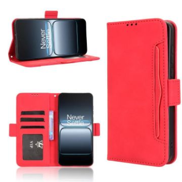 OnePlus Ace 5 Ultra 5G Red Leather Case with Card Slots - Calf Texture - 1